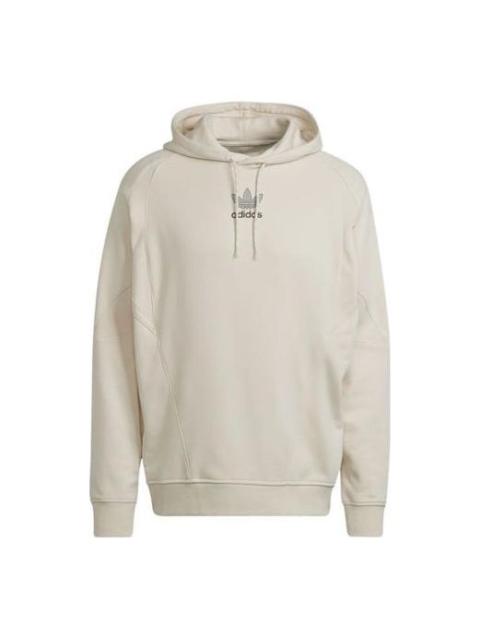 Men's adidas originals Solid Color Chest Logo Printing Pullover Hooded Long Sleeves Beige HF5677