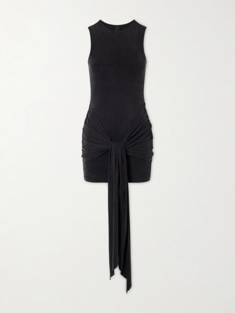 SKIMS Tie-detailed Stretch Cupro-jersey Wrap Mini Dress