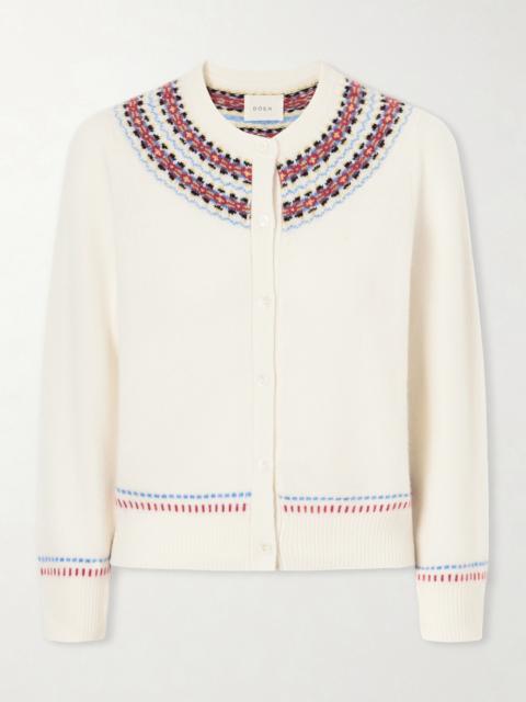 DÔEN Olympe Embroidered Wool And Cashmere-blend Cardigan