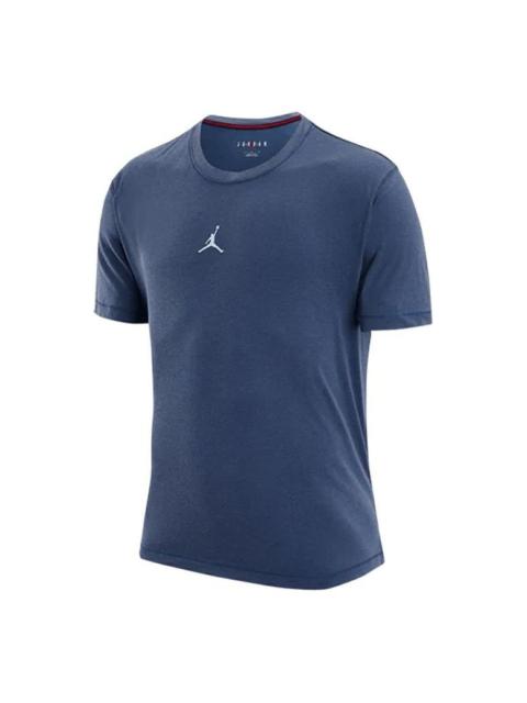 Jordan Men's Air Jordan Dri-FIT Solid Color Logo Printing Round Neck Pullover Short Sleeve Blue T-Shirt DH8