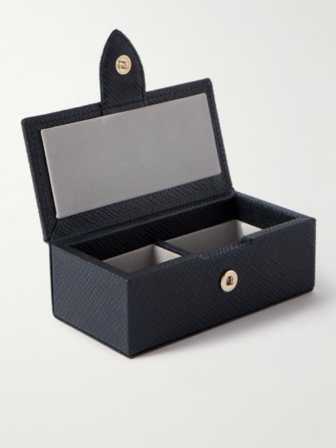 Smythson Panama Cross-Grain Leather Cufflinks Box