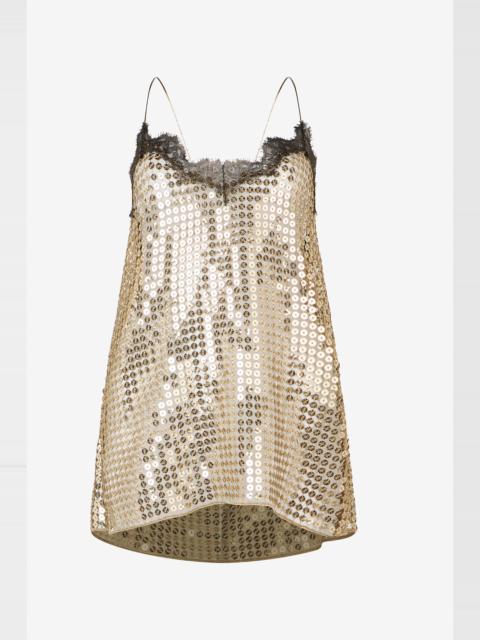 Roberto Cavalli Golden Top with Lace and Sequins