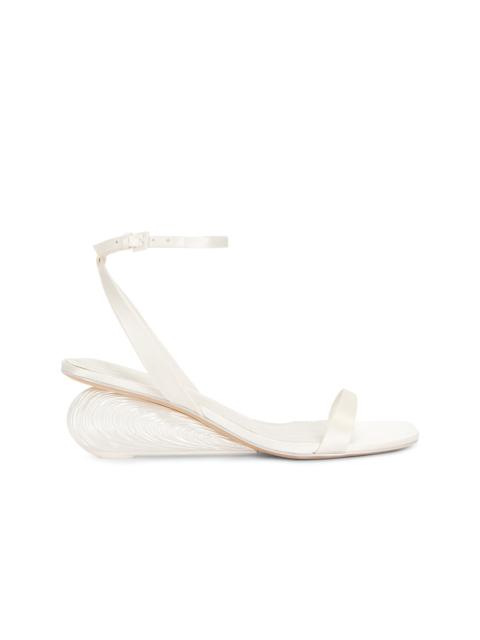 SIMKHAI Bridget Satin Oyster Shell Wedge Sandal