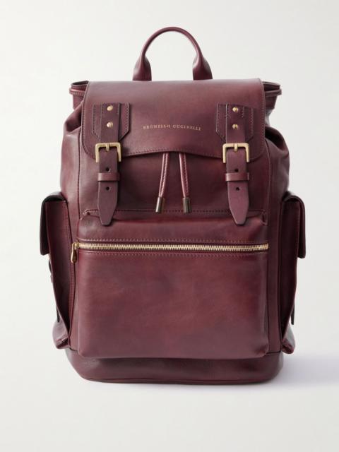Brunello Cucinelli Leather Backpack Burgundy