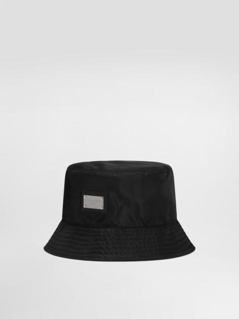 Dolce & Gabbana Nylon bucket hat with branded plate
