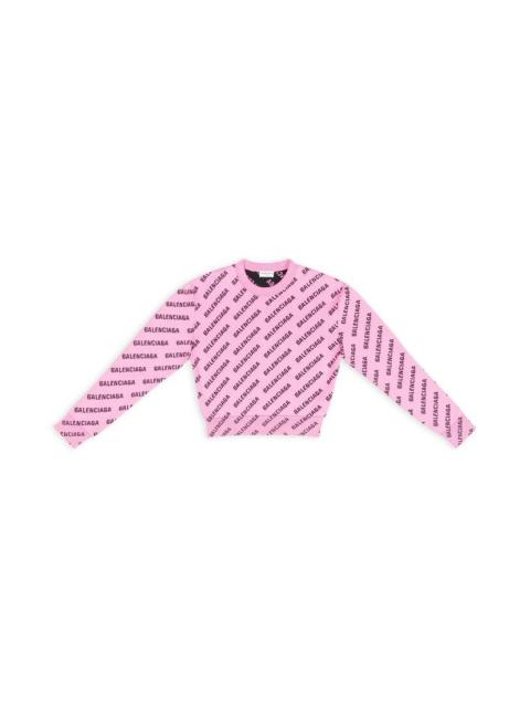 BALENCIAGA mini allover logo cropped sweater