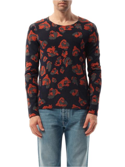 Lanvin Leopard Jacq Raw Sweatshirter in Navy