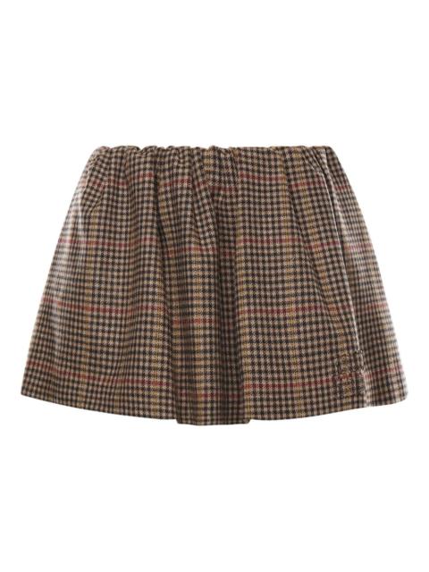 check gathered mini skirt