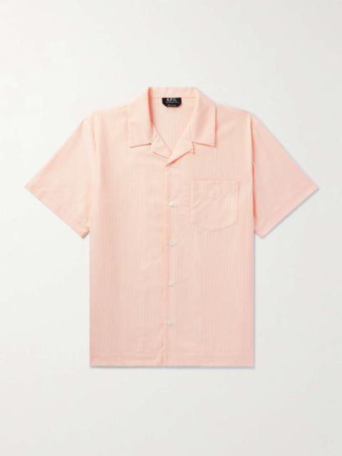 Lloyd Convertible-Collar Striped Organic Cotton Shirt