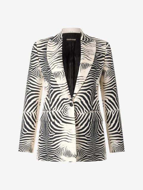Roberto Cavalli Blazer With White Tigress Print