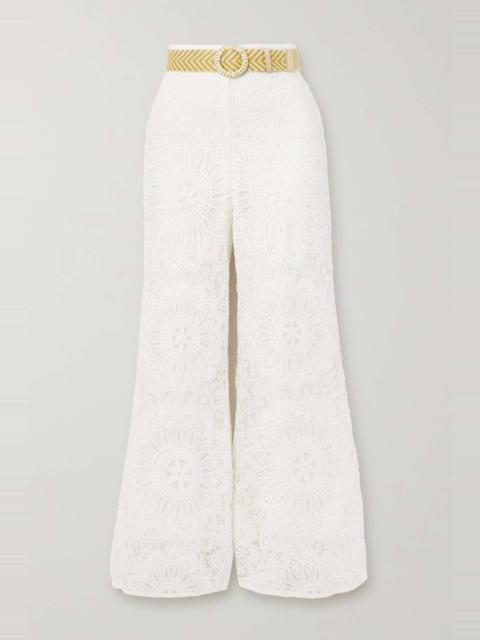 Zimmermann Chintz Doily belted lace flared pants