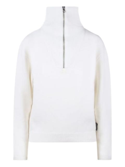 courrèges embroidered-logo zip sweater