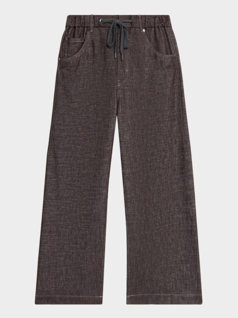 Brunello Cucinelli Sparkling Denim Straight-Leg Pants