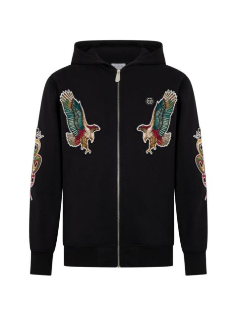 PHILIPP PLEIN patch-embellishment zip-up hoodie