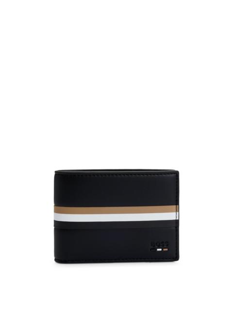 BOSS FAUX-LEATHER WALLET WITH SIGNATURE-STRIPE DETAILS