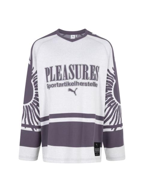 x Pleasures logo-print hockey sweatshirt