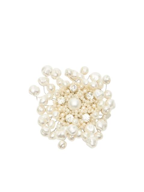 N°21 faux-pearl crystal-embellished brooch