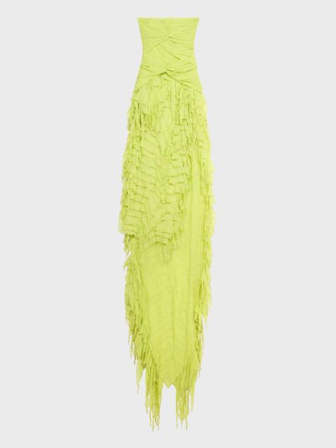 Blumarine LONG GEORGETTE DRESS WITH TWISTED BODICE AND RUFFLES