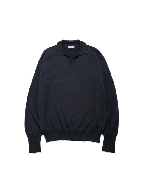 KAPTAIN SUNSHINE Cotton Knit Skipper Shirt Dark Navy