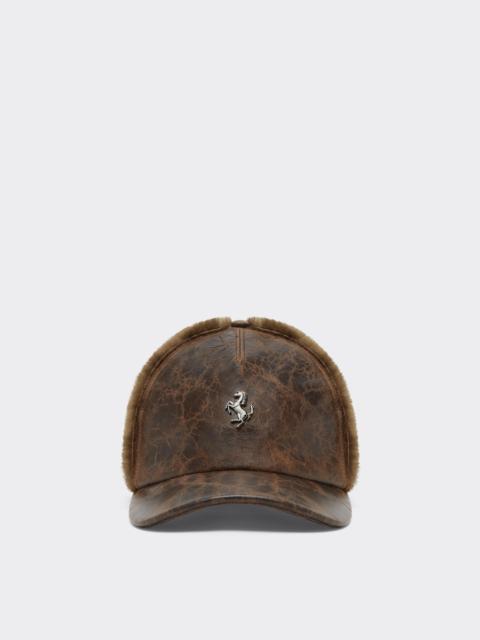 Ferrari Craquelé Lambskin Baseball Cap