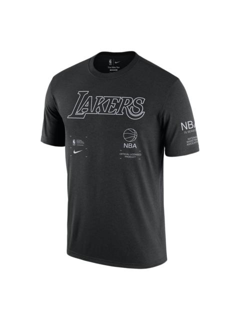 Nike Nike NBA Los Angeles Lakers Courtside Logo Printing Round Neck Pullover Short Sleeve Black DH6745-01