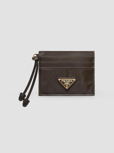 Prada Women's Leather Card Holder - Dark Green