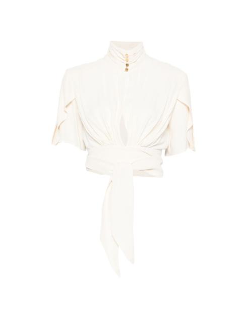ELISABETTA FRANCHI tie-waist short-sleeve blouse