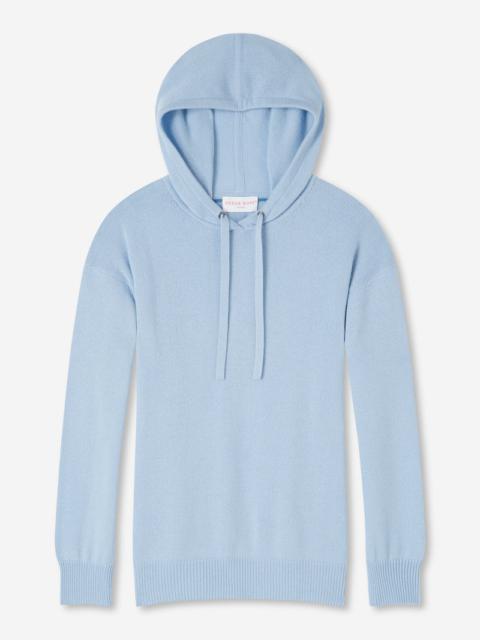 Derek Rose Women's Relaxed Pullover Hoodie Daphne Cashmere Sky