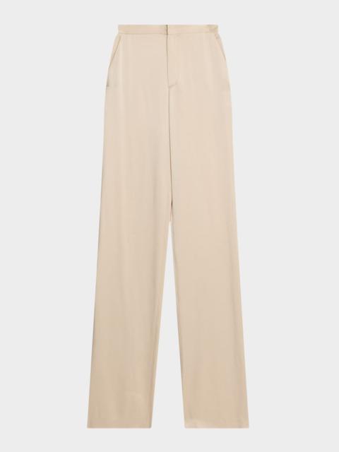 LAPOINTE High-Rise Doublefsce Satin Wide-Leg Trousers