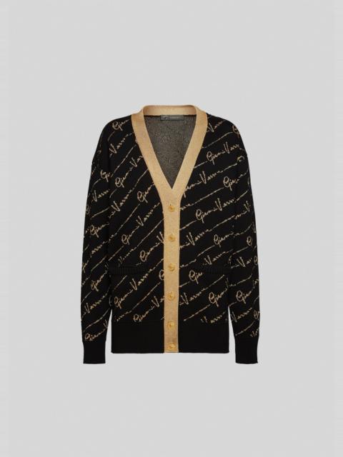 VERSACE GV Signature Jacquard Lamé Cardigan