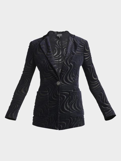 GIORGIO ARMANI Swirl Jacquard Jersey Single-Breasted Blazer Jacket
