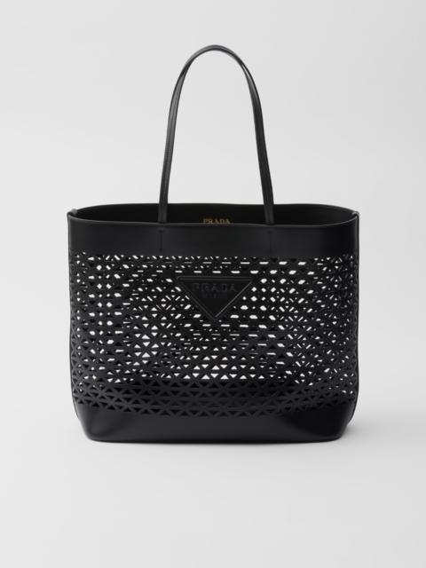 Large perforated leather tote bag
