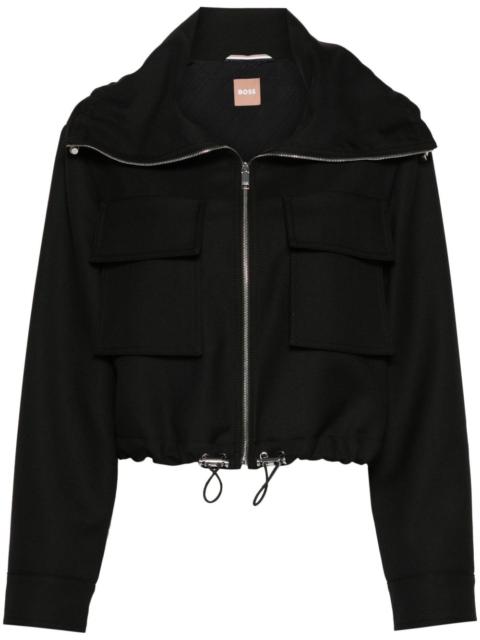 BOSS logo-plaque cropped jacket