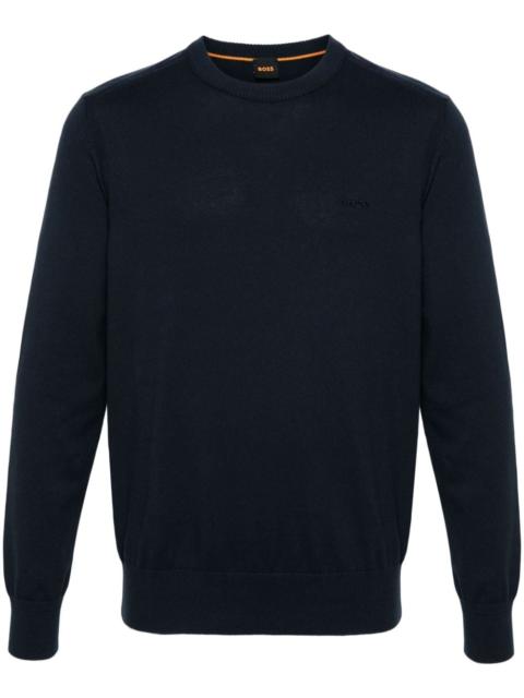 BOSS logo-embroidered ribbed jumper