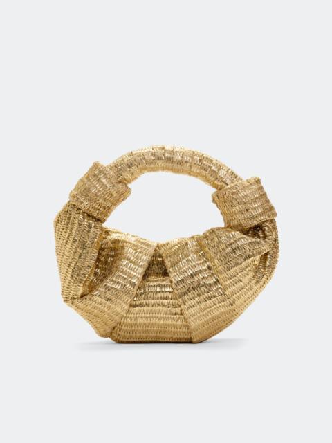 SIMONMILLER Metallic Raffia Lopsy Bag in Gold/Natural