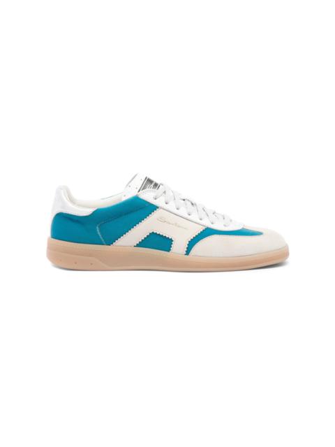 Santoni Women's light blue and beige velvet, suede and leather DBS Oly sneaker