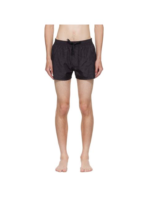 Balmain Black Leopard Swim Shorts