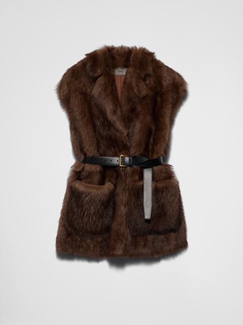 Prada Belted shearling vest