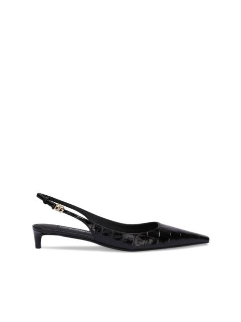 40mm croc-effect slingback pumps