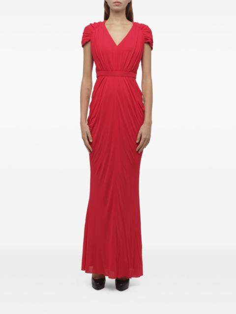 Alexander McQueen ruched V-neck maxi dress