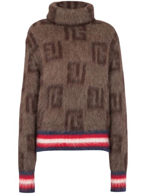 Balmain monogram-print striped jumper