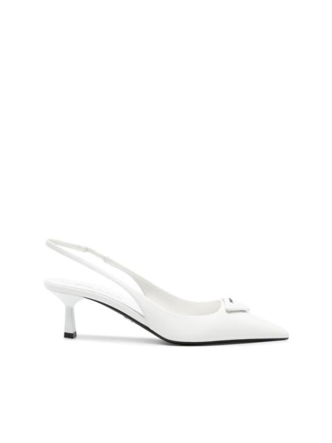 Prada 75mm triangle-logo slingback pumps
