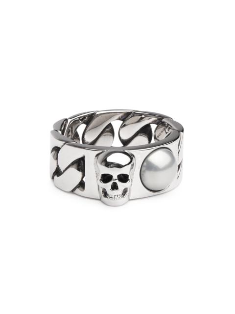 Alexander McQueen Skull embellished chain ring