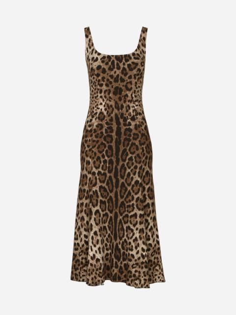 Dolce & Gabbana Leopard-print calf-length cady dress