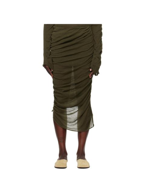 ISSEY MIYAKE Green Ambiguous Wool Midi Skirt