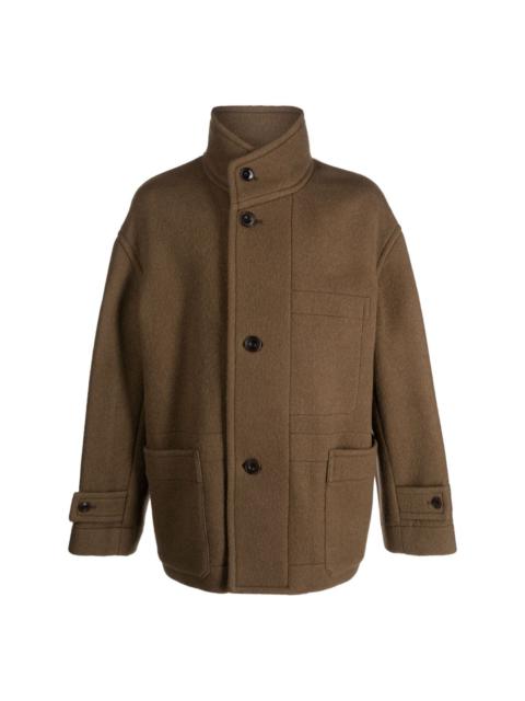 high-neck virgin-wool coat