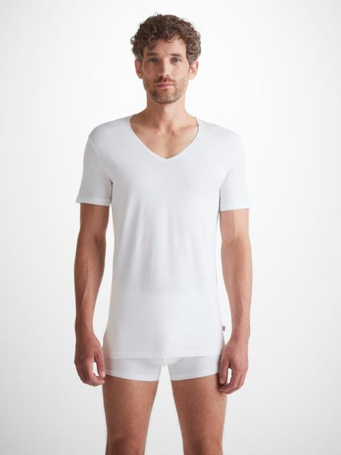 Derek Rose Men's Underwear V-Neck T-Shirt Jack Pima Cotton Stretch White