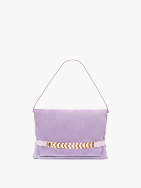 Victoria Beckham Chain Pouch with Strap in Lilac Suede