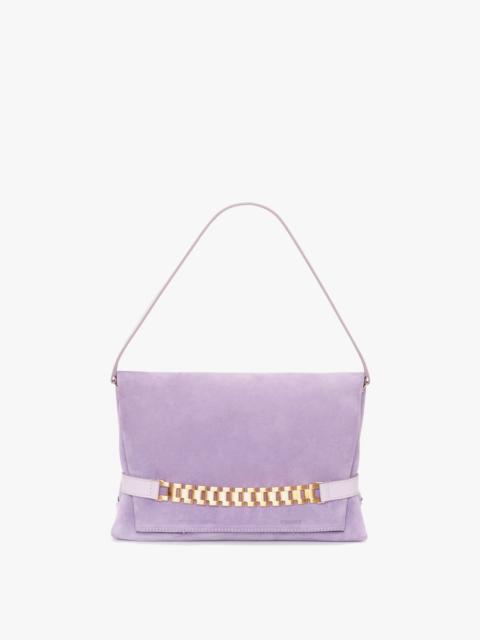 Chain Pouch with Strap in Lilac Suede