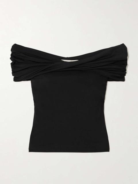 Off-the-shoulder stretch-jersey top
